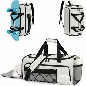 Sac de sport en nylon personnalisé pour hommes et femmes, léger, sac de week-end, sac de voyage avec compartiment pour chaussures, sac à dos de cabine - Product Image 1