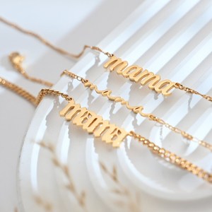 Joyería de moda collar de mamá 18K oro Acero inoxidable personalizar gótico mamá Collar personalizado <span class=keywords><strong>fuente</strong></span> cadena collar regalo de la madre - Product Image 3