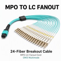 Cable de Fibra Óptica Multimodo OM3 de 24 Núcleos, Conector MPO-LC, 100G a 10 Pares LC, Longitud Personalizada
