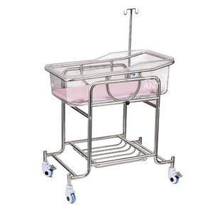 Nouveau chariot de Transport de meubles d'hôpital naturel avec berceau en acier inoxydable berceau bébé berceau chariot de lit pour les soins du nouveau-né - Product Image 1