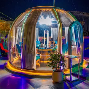 Casa completa de cúpula de alumínio aeroespacial Houseluxury com cobertura de vidro transparente redonda para camping ao ar livre