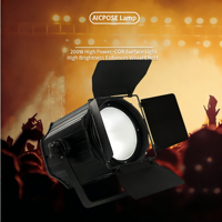 Projecteur COB 200W à six fonctions, directement de l'usine, pour mariage, opéra, studio, avec panneau d'ombrage, éclairage pour le public