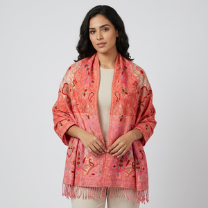 Elegant Women's Winter Scarf Shawl <b>Wool</b> Paisley Jacquard Embroidery Printed Design Full Warm Wear Organic Traditional Shawls - Product Image 1