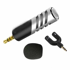 Toptan kondenser mikrofon mobil kayıt-Professional Mic Super small size rotatable R1 Mini Condenser Microphone Mobile Phone Microfone Record for talk