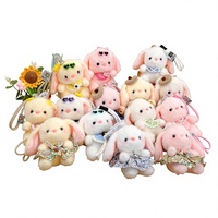 Porte-clés en peluche lapin mignon de 15 cm, jouet kawaii, breloque de sac en forme de lapin en peluche avec robe et accessoires, mini décoration de sac - Vente en gros
