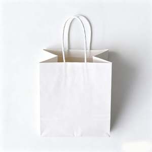 Bolsas de Papel Kraft Blancas Ecológicas KM con Asas Retorcidas para Promoción, Supermercado, Reutilizables - Product Image 2