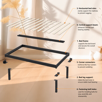 JULEI DJ-PK09 Cadre de lit plateforme moderne en métal et lattes de bois, sur mesure, taille King, assemblage facile, capacité 300-350 kg, revêtement thermolaqué, compact