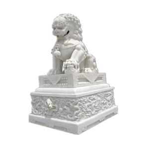 Estatua Tradicional China de León, Perro Foo de Mármol Blanco para Villa o Cementerio, Elegante Escultura de Perro Foo - Product Image 6