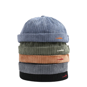 Wholesale New Design Unisex Polyester Strap Corduroy Flat Embroidery Fish <b>Brimless</b> Baseball Cap Four Seasons Outdoor - Product Image 1