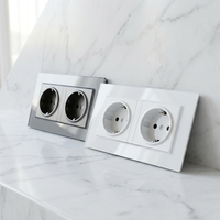 Prise murale double EU Schuko en verre trempé 146*86, 2 gangues, 16A 250V IP22 avec 1 port USB-A et 4 ports USB-C pour usage hospitalier
