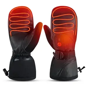 Luvas de esqui com aquecimento elétrico recarregável para snowboard, snowboard, snowboard, snowboard, snowboard, snowboard, com tela de toque em couro, à prova d'água, para dirigir, andar de bicicleta