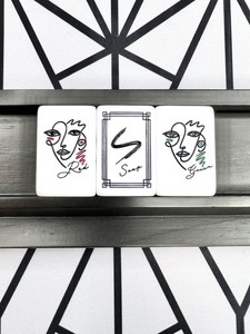 Juego de fichas de Mahjong Americano estilo <span class=keywords><strong>Picasso</strong></span> con arte facial de una línea, 160 piezas, acrílico, retrato abstracto, boceto, patrón minimalista, regalo moderno - Product Image 1