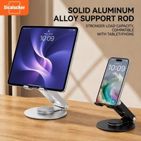 Support de téléphone rotatif en alliage d'aluminium, réglable à 360 degrés, pliable, support de bureau pour téléphone et tablette