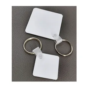 도매 양면 승화 빈 키 체인 50mm 광택 흰색 알루미늄 승화 사각 키 체인