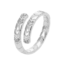Bagues ajustables tendance en cuivre plaqué argent S925 avec zircone 5A, motif serpent entrelacé, bagues ouvertes de style éternité à la mode