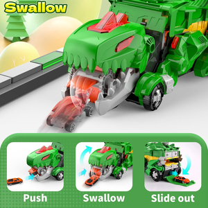 Camión Monstruo <span class=keywords><strong>de</strong></span> Dinosaurios para Niños, Transportador <span class=keywords><strong>de</strong></span> Autos, <span class=keywords><strong>Pista</strong></span> <span class=keywords><strong>de</strong></span> Carreras Plegable con 2 Autos <span class=keywords><strong>de</strong></span> Juguete <span class=keywords><strong>de</strong></span> Metal <span class=keywords><strong>de</strong></span> Aleación con Fricción - Product Image 4