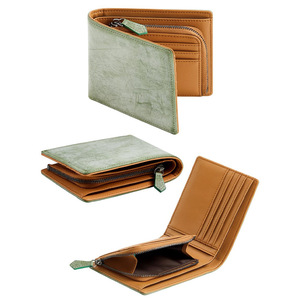 กระเป๋าสตางค์ผู้ชายแบบพับสองตอน 8.5 X 10.5 ซม. ป้องกัน RFID หนังแท้ ช่องใส่เหรียญ ช่องใส่บัตรหลายช่อง ใช้ได้ทุกวัน - Product Image 1