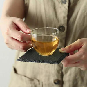 Posavasos de roca de pizarra hechos a mano con grabado láser al por mayor posavasos de piedra negra natural <span class=keywords><strong>para</strong></span> oficina bar <span class=keywords><strong>Cocina</strong></span> - Product Image 3