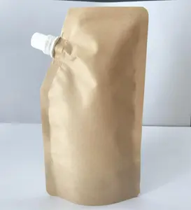 Paket Isi Ulang Foil Bergaris Kustom Kantung Kecil Kertas Kraft Minuman Makanan Minyak Dapat Dimakan Teh 500Ml