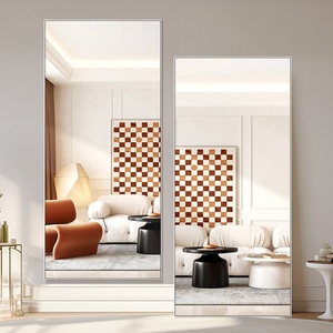 Espejo de Cuerpo Entero Minimalista Moderno con Marco de Aleación de Aluminio, Opciones Autoadhesivas para Montaje en Pared o de Pie para Vestidor en el Hogar - Product Image 2