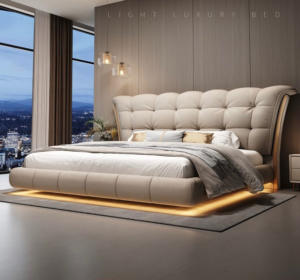 <span class=keywords><strong>Cadre</strong></span> <span class=keywords><strong>de</strong></span> <span class=keywords><strong>lit</strong></span> moderne en cuir véritable italien <span class=keywords><strong>avec</strong></span> design flottant, idéal pour les villas et les hôtels <span class=keywords><strong>de</strong></span> luxe, <span class=keywords><strong>lit</strong></span> capitonné extra-large - Product Image 4