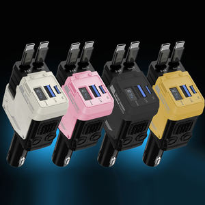 4合1快速充电可伸缩车载充电器可伸缩电缆和2个USB端口车载充电器适配器兼容所有手机 - Product Image 5