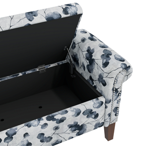 Vintage Floral Printed Storage Bench Solid <b>Wood</b> Leg <b>Sofa</b> Suitable For Living Room Bedroom And Entryway Storage - Product Image 5