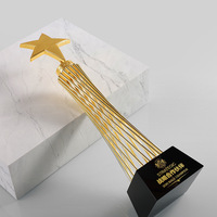 Trophée personnalisé en métal pour entreprise, réunion annuelle, souvenir, récompense avec base en cristal