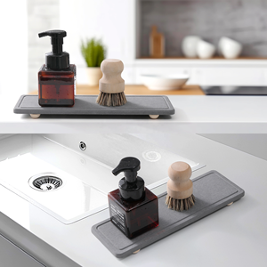 Panier d'évier à séchage instantané Organisateur d'évier de cuisine Séchage rapide <span class=keywords><strong>Plateau</strong></span> d'évier en pierre de terre de diatomées Porte-éponge Porte-savon - Product Image 4