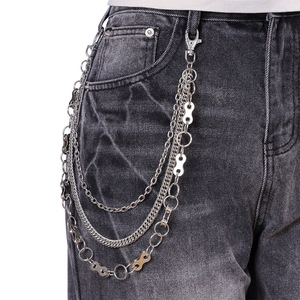 Multi Layered Zinc Alloy Waist <b>Chain</b> With Lock Pattern For <b>Jeans</b> Hip Hop Casual Fashion Accessory - Product Image 1