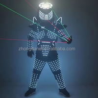 Costume de robot à LED Costume de danse de scène Armure lumineuse RVB Discothèque Bar Light Show Mécanique Vêtements de danse à LED Veste