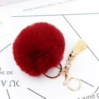 Promotionnel Pom Poms Porte-clés Fluffy Pompons Porte-clés Avec Gland Pendentifs pelucheux boule de fourrure gland moelleux bouffée porte-clés boule de fourrure