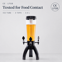 Distributeur de bière froide portable de table à 3 robinets, écologique, avec robinet, pour hôtels, restaurants, usage commercial, capacité 1,5L/2L/3L