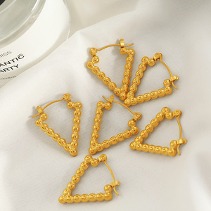 Pendientes Geométricos de Aleación de Zinc Dorada con Forma de Triángulo Invertido, Joyería de Moda para Fiestas - Product Image 3