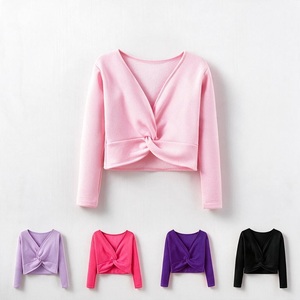 Chaqueta Corta de Ballet para Niñas, Forrada de Felpa, Manga Larga, con Nudo, para Danza, Ropa de Entrenamiento Abrigada para Niños - Product Image 1