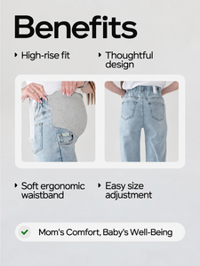 En gros, Jeggings <span class=keywords><strong>de</strong></span> bureau taille haute respirants coupe bootcut, style décontracté, effet vieilli, pour femme enceinte, en jean extensible confortable - Product Image 3