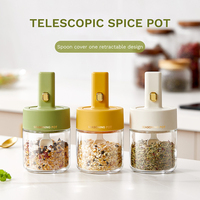 Pot à épices avec couvercle et cuillère intégrés, sans BPA, anti-poussière, en verre de qualité alimentaire sans plomb, hermétique et résistant à l'humidité pour la cuisine