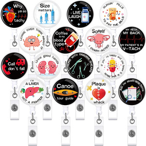 Crystal glass easy-open <b>buckle</b> work badge telescopic <b>buckle</b> medical care series alligator <b>clip</b> puller LOGO printed work badge - Product Image 1