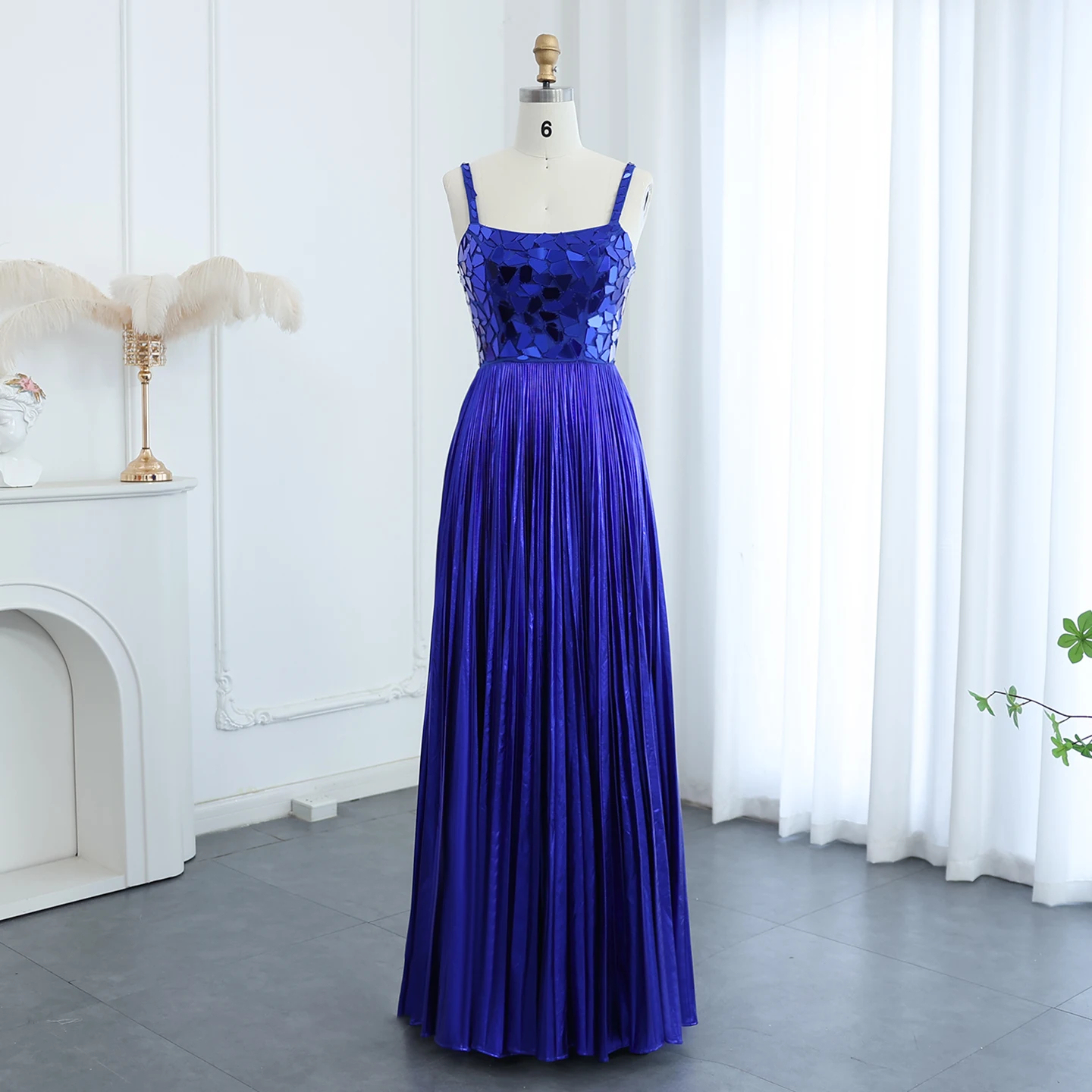 slim fit dress slacks Royal Blue Gold Beaded Side Slit Mermaid Long Evening Prom Dresses, 17 –  SposaDresses main image 0