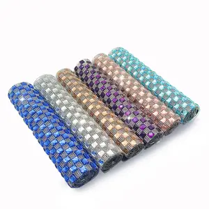 Hot fix Square Shape Rhinestone Trimming Mesh Transfer Crystal Stone Strass Mesh Roll Banding Sheets