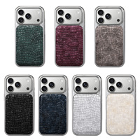 Étui en cuir de luxe brillant motif crocodile pour iPhone 17 16 15 14 13 12 ProMax Plus, placage, antichoc, couleur vive