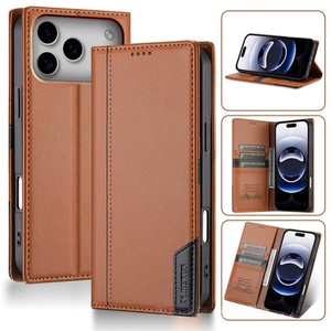 Funda de Cuero Tipo Cartera para iPhone 17 13 14 15 16 Pro Max XS MAX, con Ranuras para Tarjetas, Soporte y Protección Antigolpes - Product Image 1