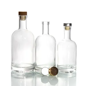 Free Sample 100Ml 200Ml 375Ml 500Ml 750Ml Glass Wine Liquor Vodka Glass Bottle With T-Top Synthetic Cork
