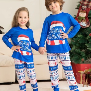 Conjunto de Pijamas Navideños Familiares a Juego, Pijamas de Algodón de Manga Larga con Estampado Azul, Ropa de Dormir Cálida de Invierno para Mujeres, Hombres y Niños - Product Image 2