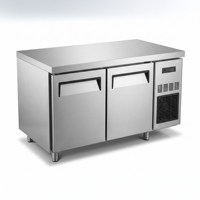 Réfrigérateur professionnel commercial à 2 portes sous comptoir en acier inoxydable 304 201, table de travail réfrigérée