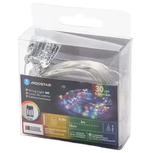 Ghirlanda di luci a LED con batterie 3AA, PVC e rame, RGBY, - ideale per decorazioni interne ed esterne, feste ed eventi. - Product Image 2