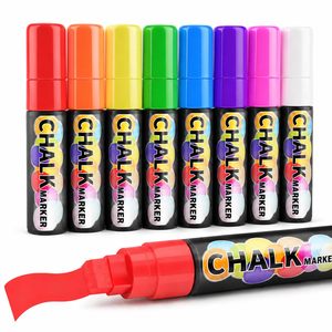 Marcadores de Tiza Líquida al por Mayor de 6 mm, Paquete de 8, Colores Neón Brillantes, Puntas Oblicuas, Rotuladores de Graffiti Borrables en Húmedo para Pizarra - Product Image 1