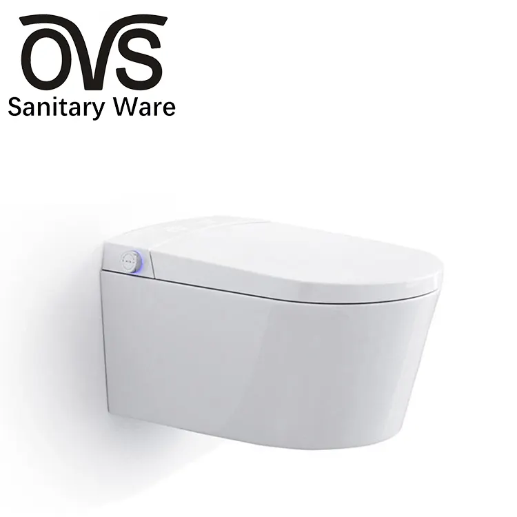 OVS gantungan dinding cerdas keramik Wc dudukan dinding Toilet pintar Bidet dinding tanpa bingkai dengan sistem tersembunyi