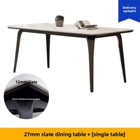 Table à manger rectangulaire en marbre minimaliste moderne Ensemble de chaises Plaque de roche de luxe légère pour usage domestique dans les petits appartements