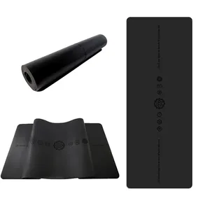 Umicca Eco Amigável Borracha Natural Preto Grande PU Yoga Mat Com Portátil Strap Reformer Pilates